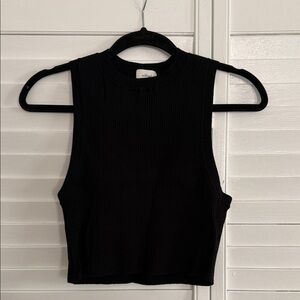 Wilfred Black Ribbed Mock Neck Cropped Tank size large